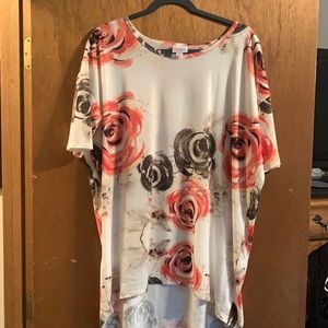 Lularoe irma medium cream, coral, black, floral
